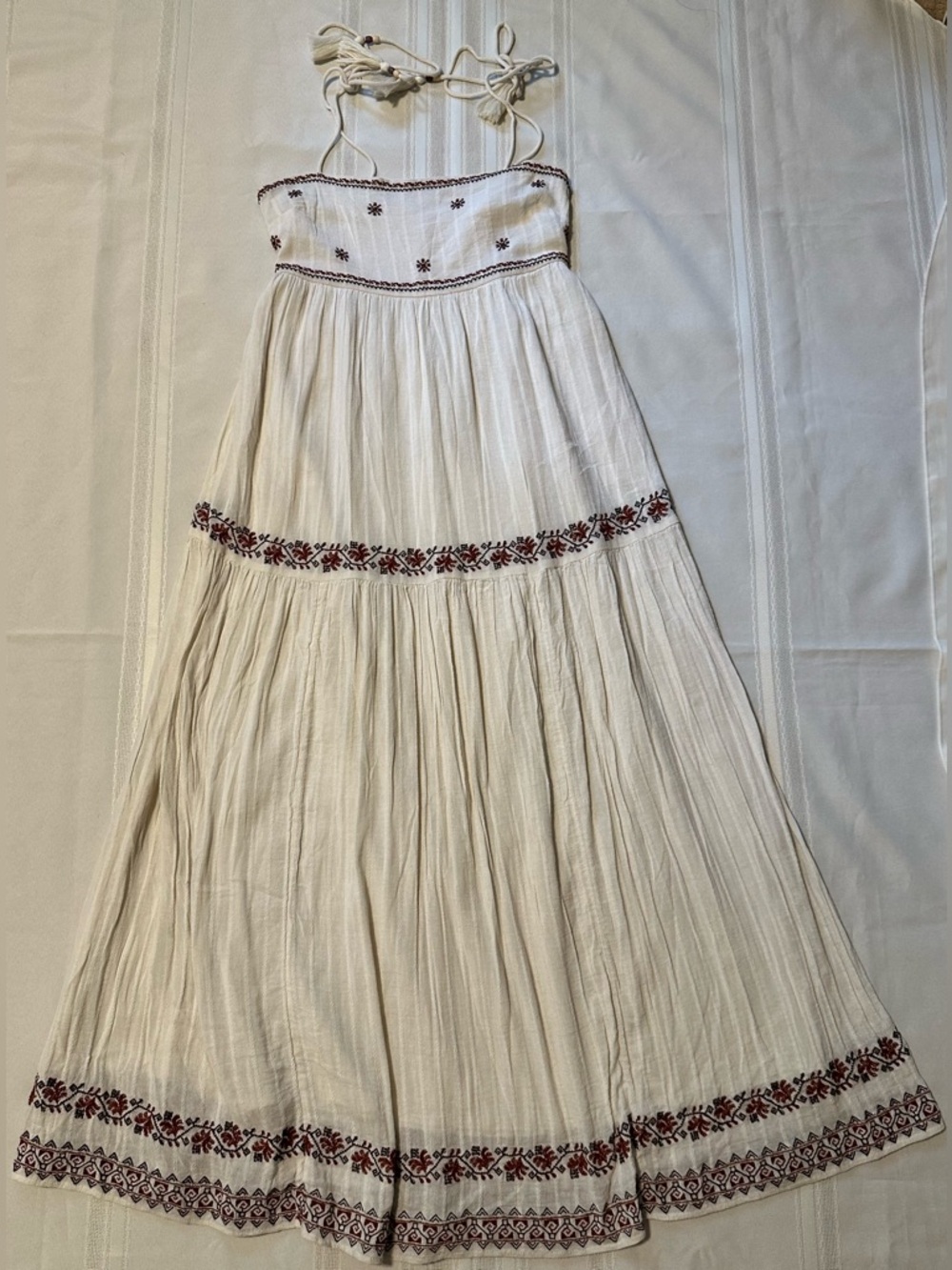 American Eagle Outfitters Cream Maxi Dress with Mauve Floral Trim - Picture 6 of 16